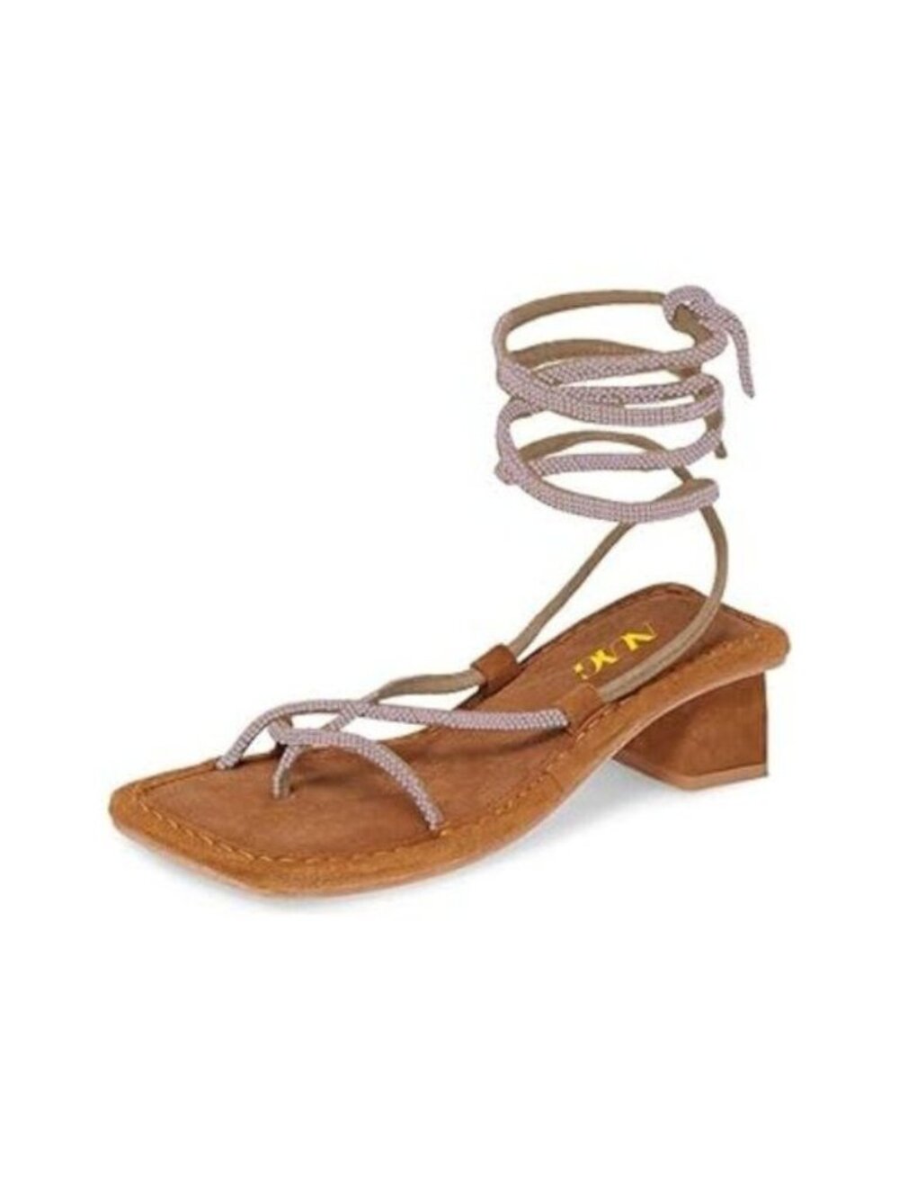 Sexy Gladiator Block Low Heel Sandals for Women Ankle Strap Open Square Toe